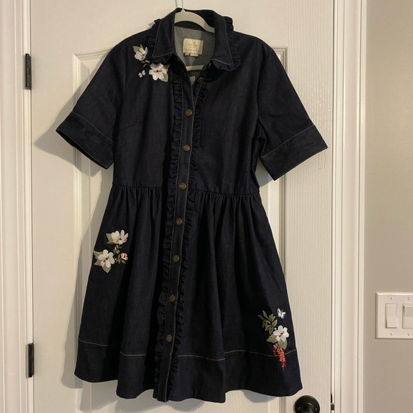 Kate Spade embroidered denim shirt dress size 8NWT - Picture 2 of 8